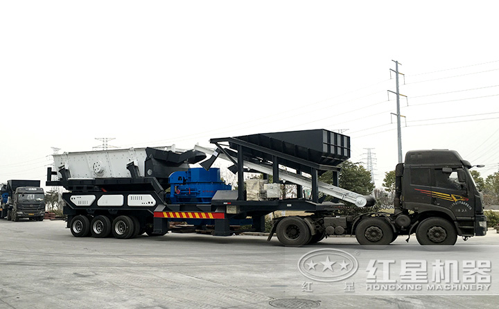 車載時產300噸鵝卵石移動制沙機上路了，移動自由更靈活 