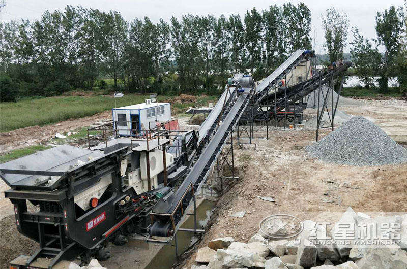 河北石家莊移動制砂機石頭破碎現場 河北石家莊移動制砂機石頭破碎現場